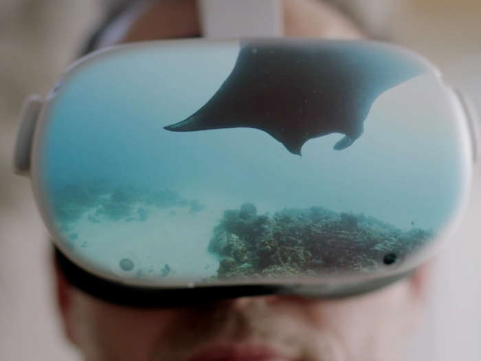 image of ocean reflected in Meta Quest headset