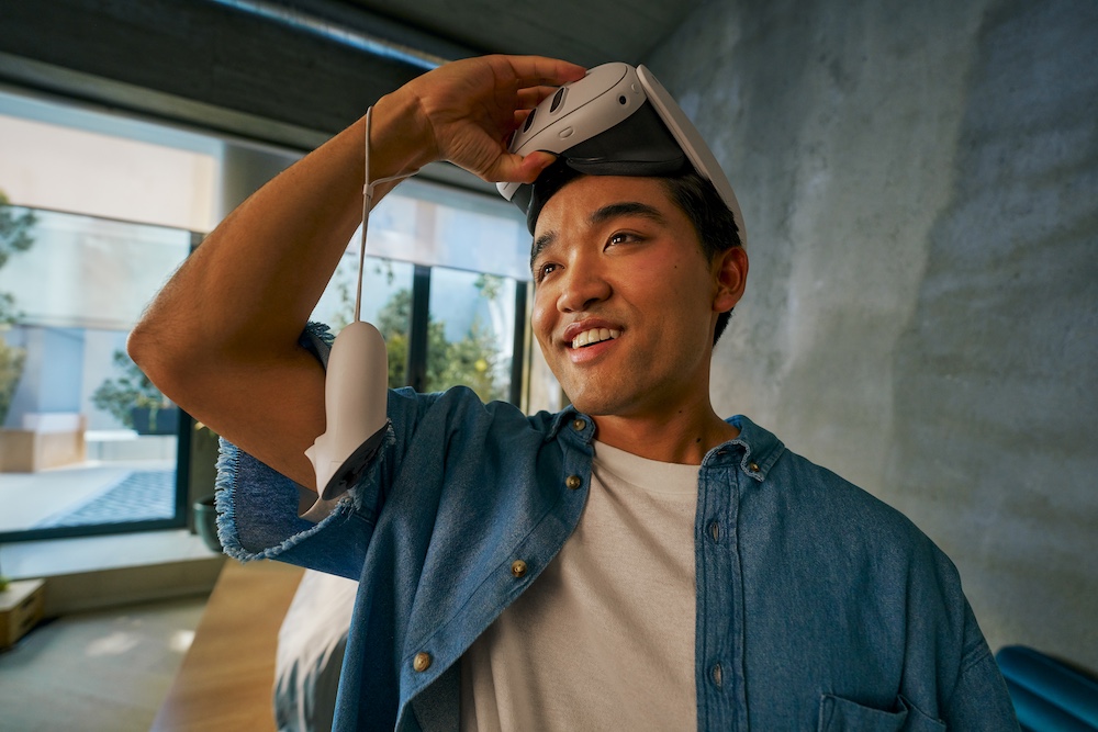 Young man with virtual reality glasses