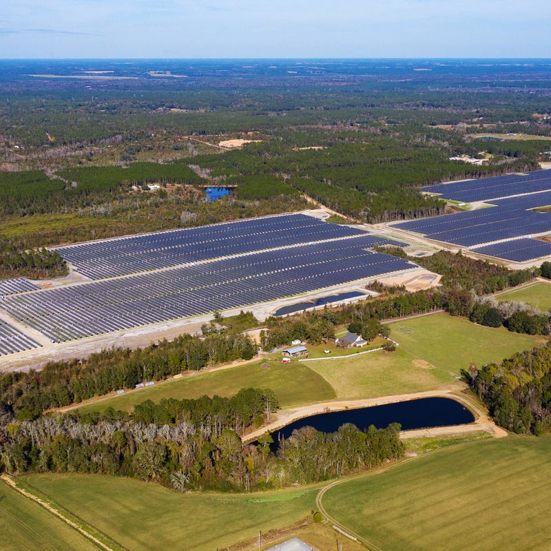 Solar farm in rural farm area