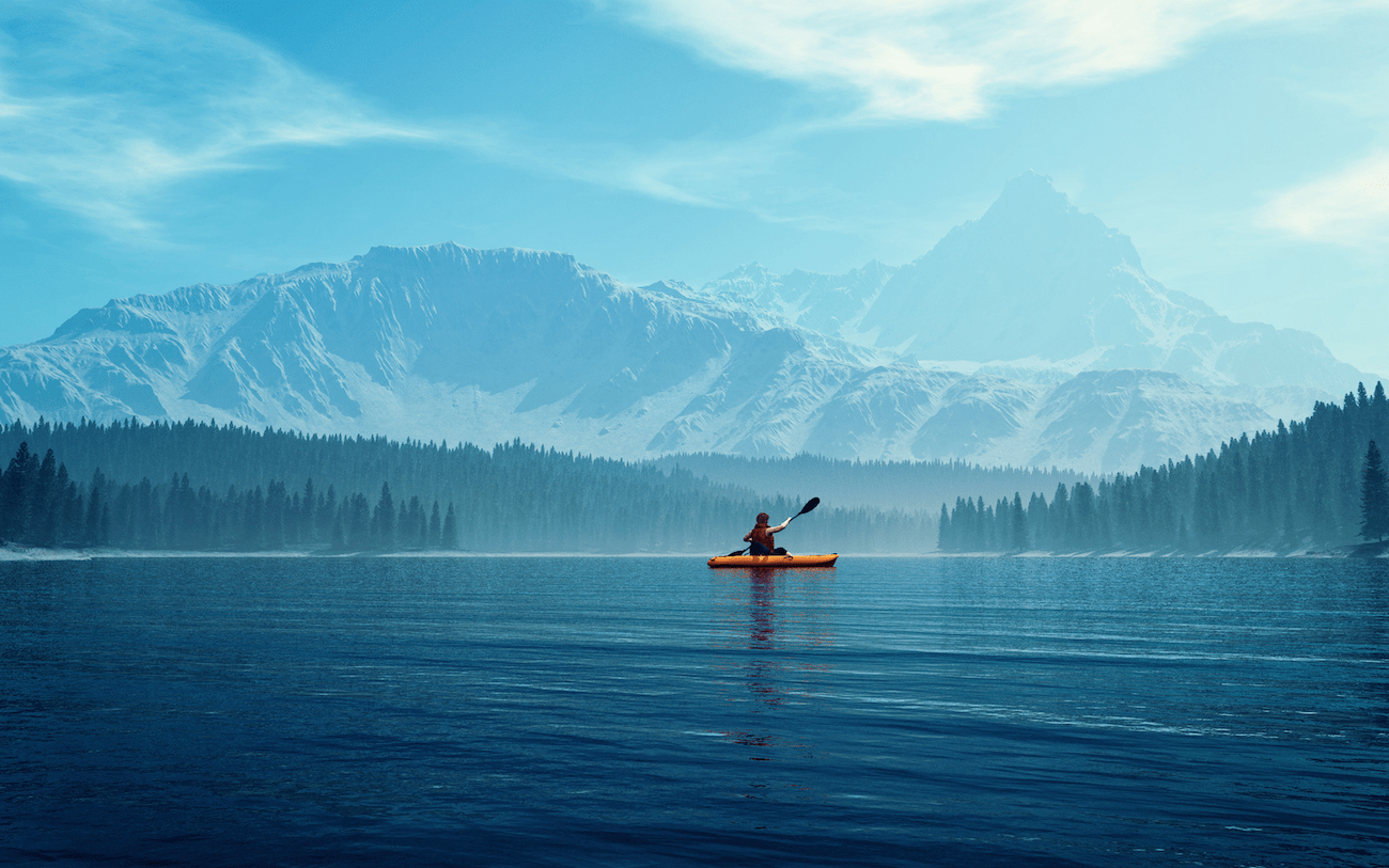 Person kayaking in lake