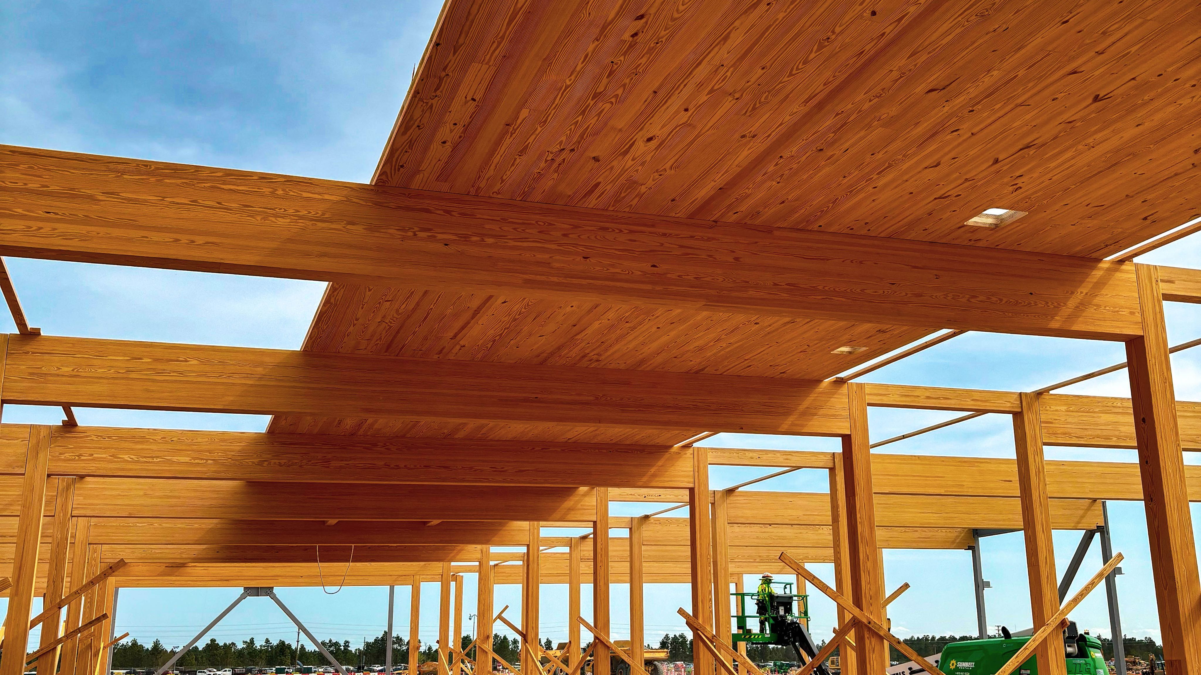 Inside view of timber built structure
