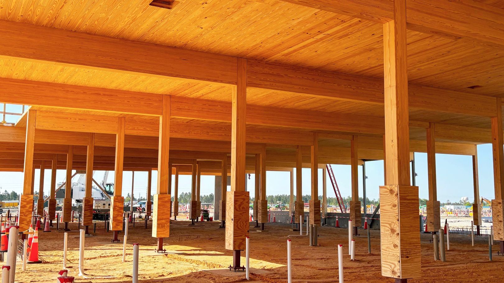 Inside view of timber built structure