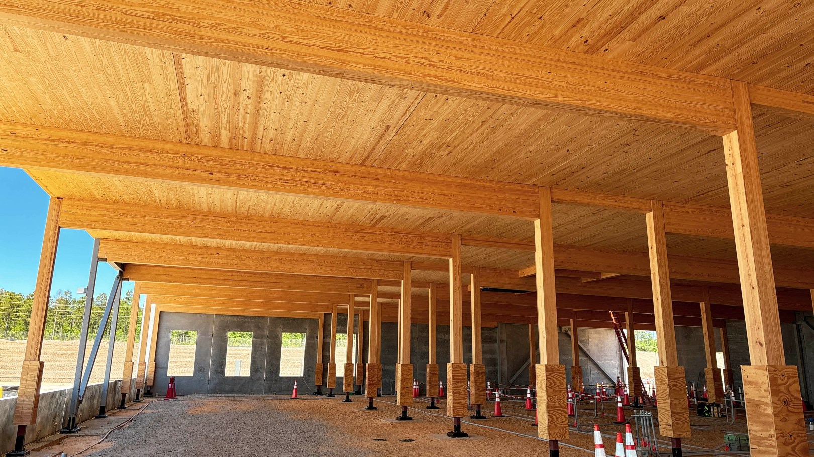 Inside view of timber built structure