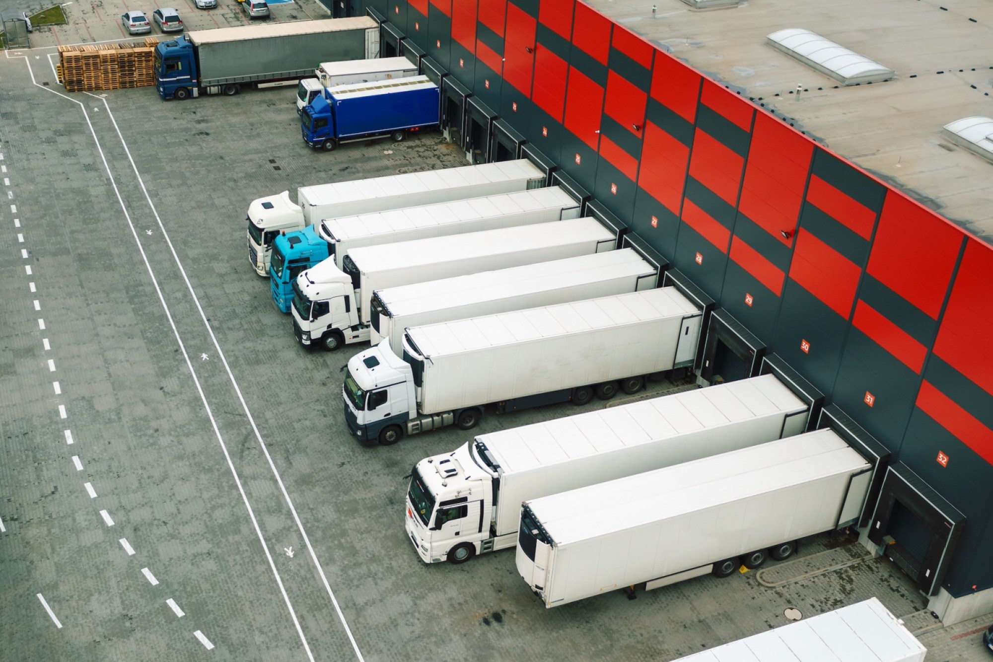 loading trucks at a logistics warehouse