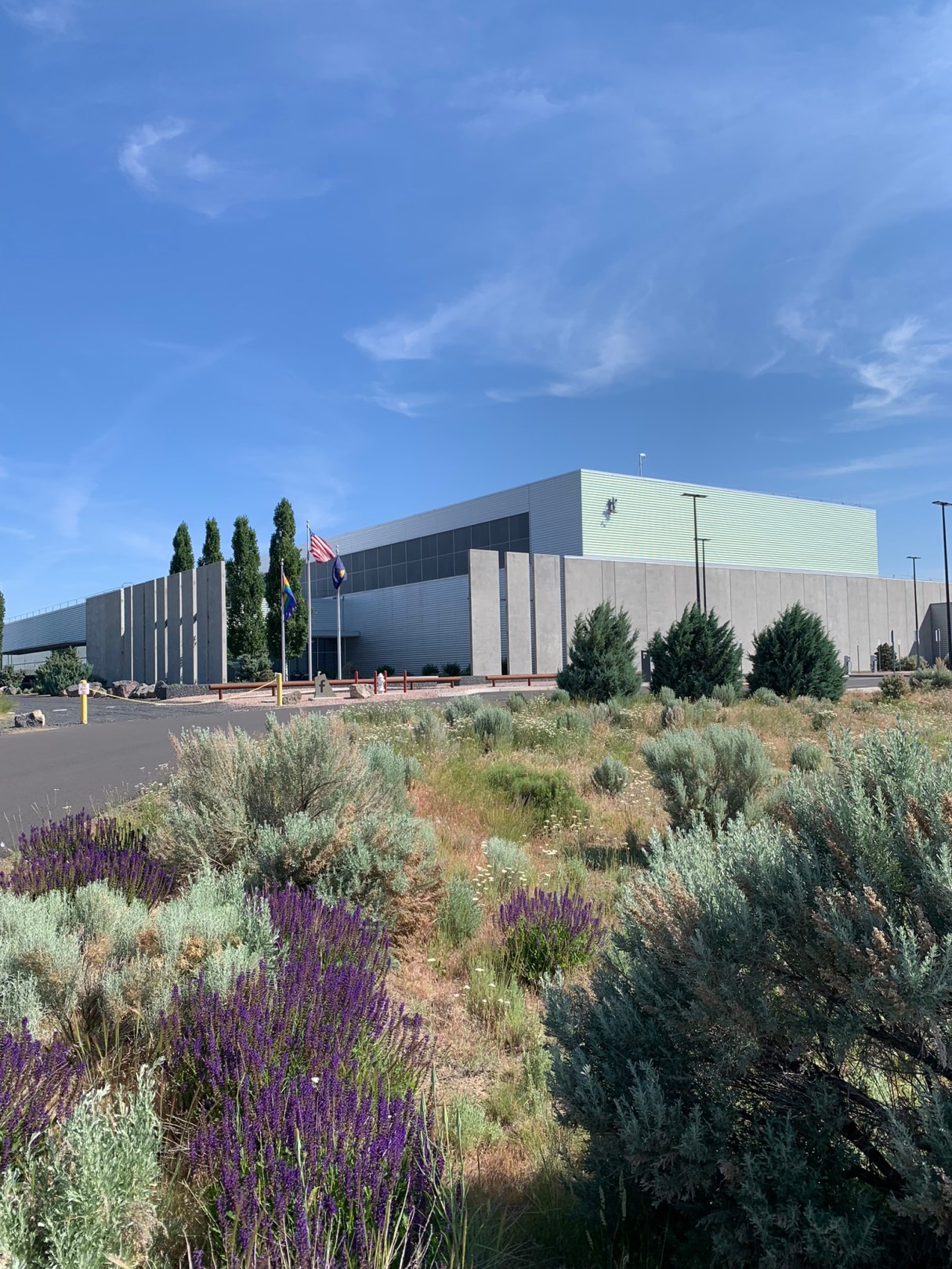 outside of the Prineville data center with native plants and habitat restoration impacts