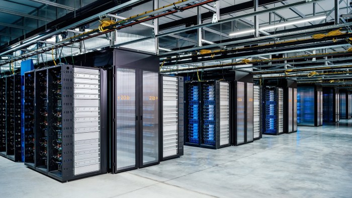 Interior of servers in data center