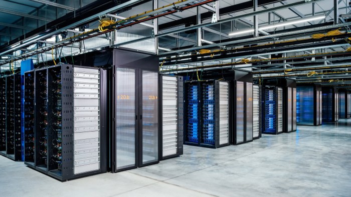 Interior of servers in data center
