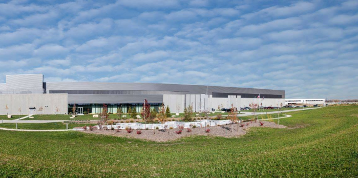 Outside facade of a Meta data center building